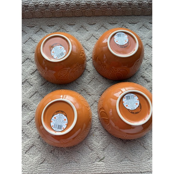 Hobby Lobby Fall 2025 Embossed Pumpkin Orange Cereal/Soup Bowls Set of 4NEW!! - Picture 14 of 14